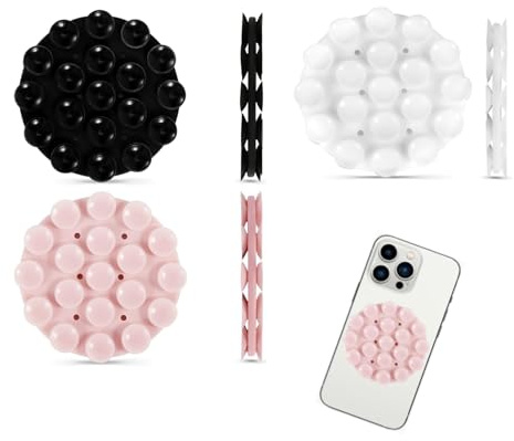 Ventosa per Telefono,3 pezzi Fronte-Retro Supporto Telefono Ventosa Ventose in Silicone Multiuso Supporti per Telefono da Auto Supporti per Telefono da Auto per Telefoni da Auto Alimentazione Mobile