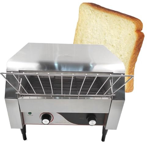 Tostadora transportadora comercial Tostadora de acero inoxidable con tubos de calentamiento superior e inferior y bandeja para migas, 150/300/450 rebanadas/H Tostadora eléctrica,450pieces/h