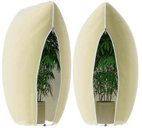 2 Stück Winterschutz für Pflanzen, 120 x 180cm Frostschutz Kübelpflanzensack aus Vliesstoff Reißfest, Winter Pflanzenschutzhaube mit Reißverschluss Zugband für Bäume, Palmen und Balkonpflanzen