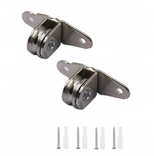 Polea desviadora con rodamientos dobles, polea de cable con rodamientos de bolas, polea desviadora de metal, con 4 tornillos y 4 manguitos de plástico blancos (2 piezas)