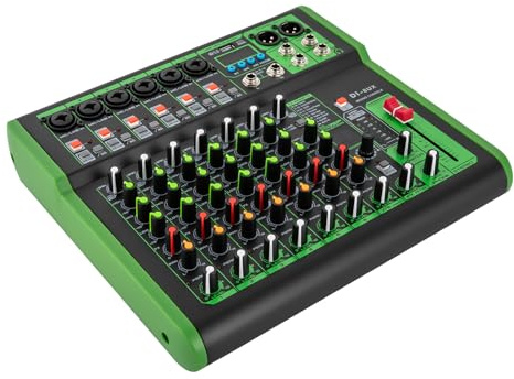 Audio Mixer 8 Kanal, Stereo Sound Mischpult mit 99 DSP Digitaleffekten USB MP3 Eingang 48V Phantomspeisung Audio Mischpult Konsole Verstärker DJ Live Mixer
