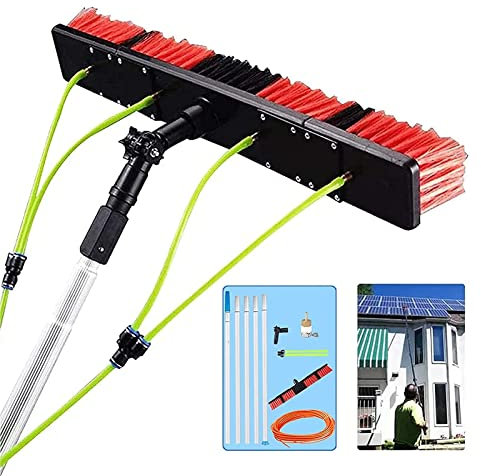 Fensterreinigungs-Teleskopstange, 10 m, wasserzufuhr, ausziehbare Bürste, geeignet für Wintergarten, Dach, Photovoltaik, 3 m, 12 m, 50 cm, Bürstenkopf im Lieferumfang enthalten