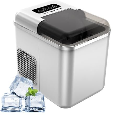Macchina per il ghiaccio, 10 kg/24h, 9 cubi pronti in 8 minuti, connessione WiFi, display LED, autopulente con cestello e paletta, soluzione veloce per la produzione di ghiaccio per la casa