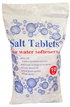High Purity Sea Salt Water Softener Salt Tablets 10kg (5 Bags), Softens Water, Extends Appliance Life, Improves Lathering, Skin & Hair Care - Easily Dissolved Salt Tablets for Water Softener
