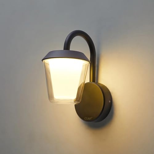 CELAVY Outdoor Wall Light IP65 Down Outside Lights Mains Powered, Anthracite Grey Front Door Porch Light Modern LED External Lighting Sconce, Waterproof Exterior Lamp Lantern Electric for House
