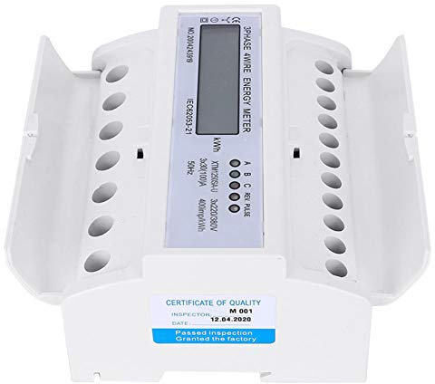 35-mm-Standard-DIN-Schieneninstallation, 3-Phasen-Stromzähler, LCD-Display, 7P, 3-Phasen-4-Draht, Klasse 1, für Energieverbrauch, mit LED-Anweisungen (30(100) A)