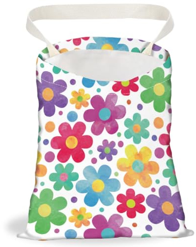 DELORIGIN Watercolor Flower Car Trash Bag Hanging Garbage Bag With Snap Buttons Cute Car-Back Seat Trash Bin Portable Waterproof Garbage Can for Women Car Interior Accessories Travel Home Kitchen
