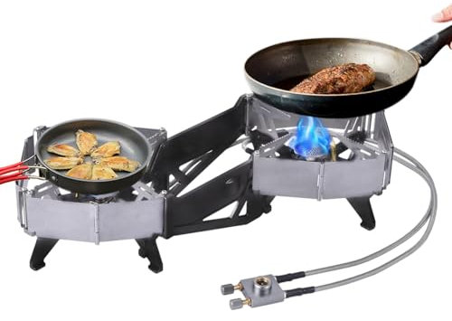 Estufa que acampa de dos hornillas, estufa portátil para acampar | Utensilios de cocina portátiles de 2 quemadores para picnics,Quemador plegable del utensilios de cocina de las comidas campestres del