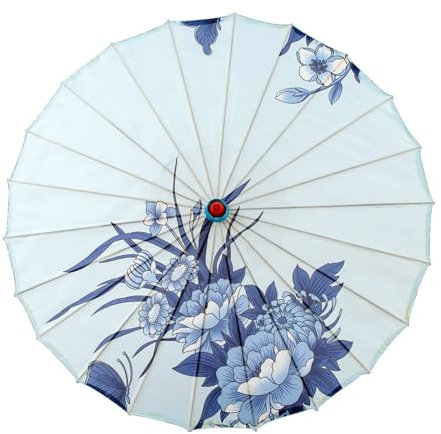 Tmboryuu Parapluie durable en soie avec cadre en bambou pour fêtes à thème asiatique, photo et célébration culturelle, accessoires merveilleux, E