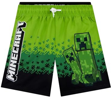 Minecraft Bañador Niño, Bañador Natacion Niño Creeper, Natación Niños Juegos, Verde 11-12 años