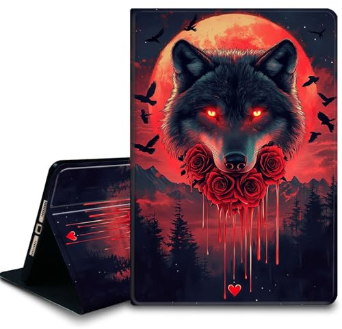 Bxgolkgd Tablet-Schutzhülle für Amazon Kindle Fire Max 11 (13. Generation, Version 2023), stoßfeste Standhülle mit Wärmeableitung, automatische Wake-/Sleep-Funktion, Blood Wolf Rose