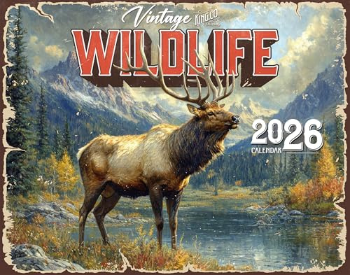 2026 Vintage Wildlife Wall Calendar 16-Month X-Large Size 14x22, Retro Widllife Calendar by The KING Company-Monster Calendars