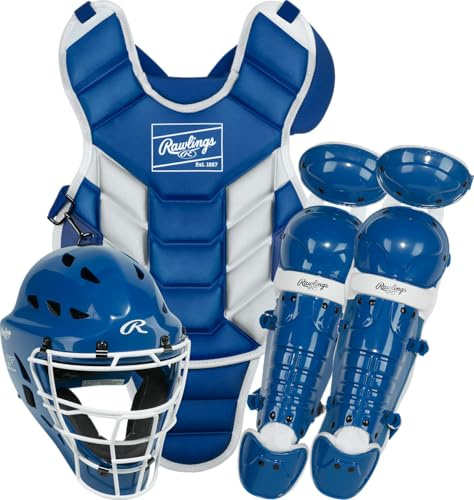 Rawlings | Player's 3 Series Catcher's Set | Baseball / Softball / T-Ball | Junior | Ages 9 & Under | Royal / White