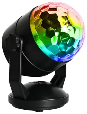 Luci stroboscopiche RGB a sfera da discoteca attivate dal suono, 7 colori, rotazione, alimentate a batteria, luci lampeggianti per bambini, palcoscenico, DJ, feste, Natale, KTV, decorazione di