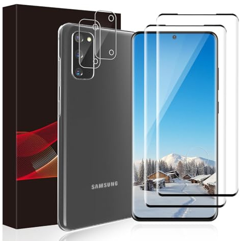 Carantee 2+2 Stück Schutzfolie für Panzerglas für Samsung Galaxy S20 5G, 3D Gebogen Ultrabeständig Ohne Luftblasen Samsung S20 Displayschutzfolie, Hohe Empfindlichkeit Anti-Schock S20 Kameraschutz