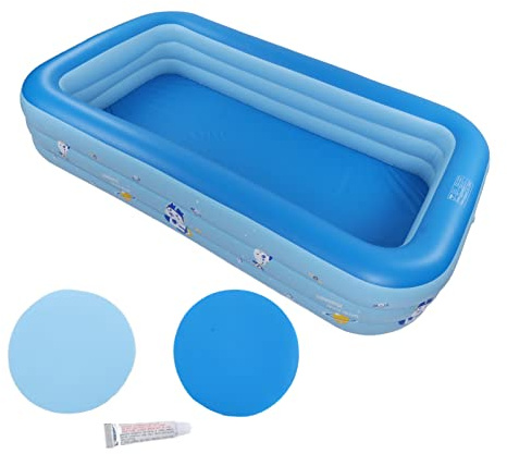 MIMEITOPA Piscine gonflable portable en PVC épais pour enfants et adultes, piscine gonflable extérieure, bleu blanc, grande taille, matériau durable