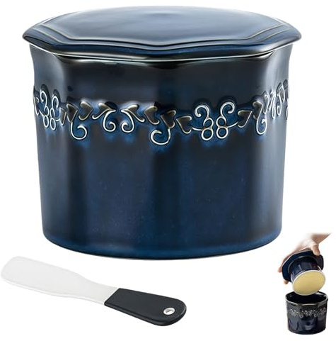 Mantequera francesa VEGOATY con cuchillo de cerámica: Mantequera de cerámica de 280 ml para mantequilla fresca y untable, mantequeras refrigerada por agua, regalo para amigas y madres
