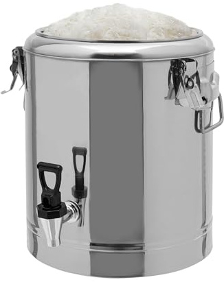 Récipient isotherme de 14 l, seau isotherme avec couvercle et robinet, récipient de transport thermique en acier inoxydable pour cantines scolaires, hôtels, 12 h froid et chaud
