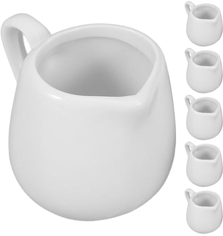 SAFIGLE Bricco per Latte in Ceramica 6 Pezzi 50 Ml Manico per Condimenti e Creme per Casa e Colazioni Elegante e Pratico