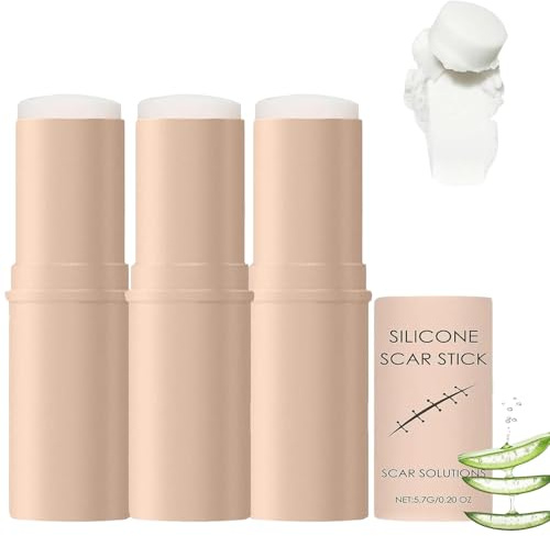 3 st Silicone Scar Care Stick Med Centella Asiatica & Vitamin E,Naturlig SkinvåRdsprodukt,NäRande LäKande Formel,Mild HudlöSning,MäN Kvinnor Mammor Barn.