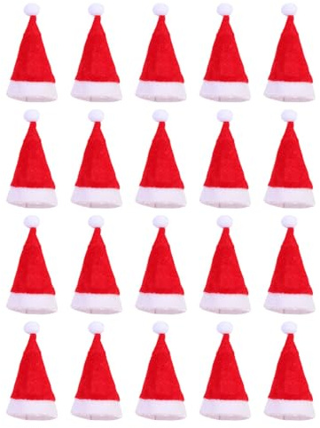 Zerodeko Weihnachtsmützen für Weihnachten Flaschenhüllen aus Veloursstoff 20 Stück in Rot Charmante und Auffällige Weihnachtsflaschendekoration Festliche Partydekoration