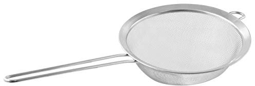 Fackelmann Sieb Ø 19 cm, Küchensieb aus Edelstahl, feinmaschiger Seiher mit Flachrand (Farbe: Silber), Menge: 1 Stück