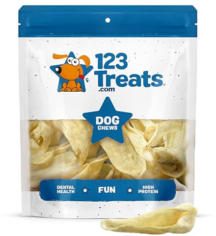 123 Treats - Lammohr-Leckerli für Hunde (30 Stück) - aus natürlich gezüchteten Lämmern, hochwertige Ohren für Hunde