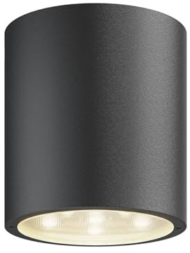 Lucande LED Deckenleuchten Meret (spritzwassergeschützt (Modern) in Schwarz aus Aluminium (1 flammig,) - Außenleuchte für Garten Terasse Balkon & Haus Deckenleuchte
