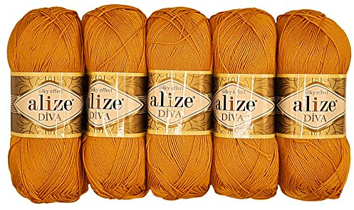 Alize 5 x 100g Diva Batik Wolle, 500 Gramm merzerisierte Strickwolle Acrylwolle