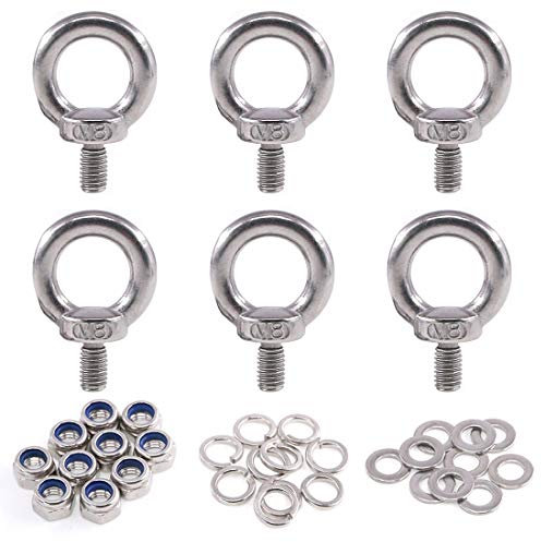Glarks 36 Stück 304 Edelstahl M8 Außengewinde Maschinen Schulter Hebering Augenschraube mit Kontermuttern / Sicherungsscheiben / Unterlegscheiben Set