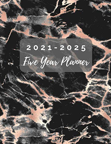 2021-2025 Five Year Planner: Black and Rose Gold Marble Monthly Planner I 60 Months Calendar Organizer