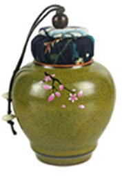Maya Star Mini urne funéraire en céramique représentant des fleurs de cerisier pour exposer les cendres à la maison ou au bureau (convient à une petite quantité de cendres d'incinéraire) - -A01