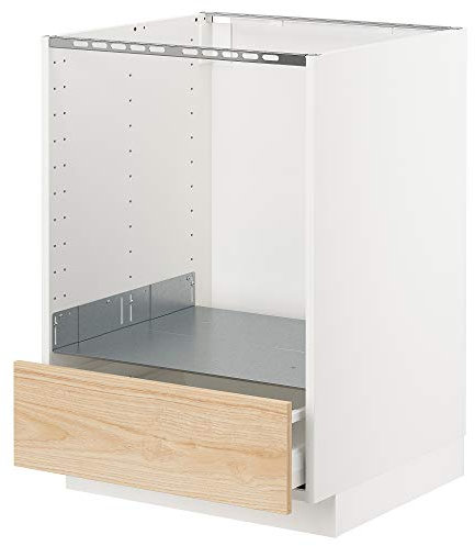METOD/MAXIMERA Unterschrank für Backofen mit Schublade 60x61,6x88 cm weiß/Askersund hell Asche-Effekt