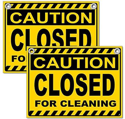 DIMARONGTON 2PCs Closed for Cleaning Sign - 12''x 8'' Corrugated Plastic Sign with Grommets for Business - Closed for Cleaning Restroom Sign for Business - Do Not Enter Cleaning Restroom Sign