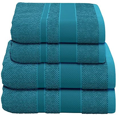 PANA Handtuch Frottierserie • Frottee Handtücher Set • Hautfreundliches Handtuch & Duschtuch • 100% Baumwolle • Ökotex Zertifiziert • 2 Handtücher / 2 Duschtücher • Petrol