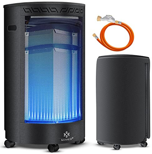 KESSER® Appareil de Chauffage à gaz 4 200 Watts avec détendeur, Tuyau de gaz | Brûleur céramique Infrarouge, Noir