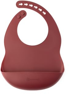eco rascals Silicone Baby Bib - Dishwasher Safe, BPA Free, Feeding Bibs with Wide Food Crumb Catcher Pocket for Babies & Toddlers (Burgundy)