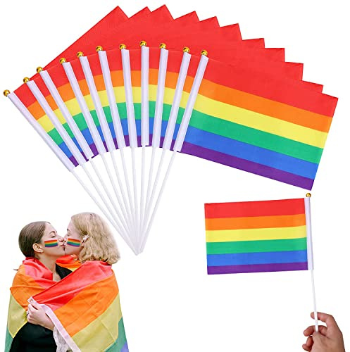 Drapeau LGBT Pride Flag Drapeau Gay 21 x 14 cm Drapeau Arc en Ciel 30pcs Drapeau LGBT Petit pour Jour Fierté Gaie Extérieur Intérieur Thème Fête Décor Couleur Vibrante Double Couture