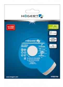 Högert Technik - Disco de diamante fino 115 mm - El disco de diamante está diseñado para cortar las baldosas cerámicas y para cortar las superficies de los materiales de construcción