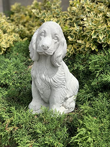 Statua di Cocker Spaniel – Pietra commemorativa in cemento per animali domestici, scultura a forma di cane, decorazione da cortile, ornamento per esterni, regalo per gli amanti degli animali domestici