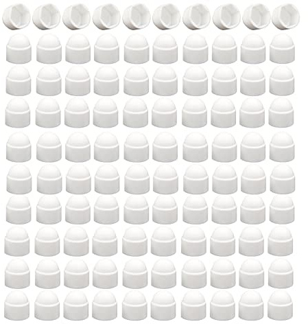 M10 (17mm Wrench) Plastic Nut and Bolt Protection Dome Cover, White Hex Nut Protective Caps Cover, No Thread, 100 PCS