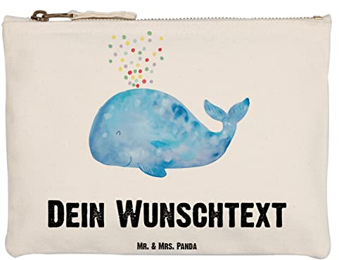 Mr. & Mrs. Panda Kosmetiktasche Personalisiert Wal Konfetti Grösse XL Große - Personalisierte Geschenke, Diät, Motivation, Abnehmen, Wale, Kulturtasche, Geburtstag, Federmappe, Meer, Trennung