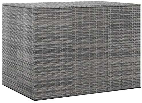 FIRBNUS 145x100x103 cm Balkonschrank mit Gasdruckfeder Gartenkissenbox Garten Aufbewahrungsbox Gartentruhe Kissenbox Box mit Deckel Grau PE Rattan mit Innentasche und Reißverschluss