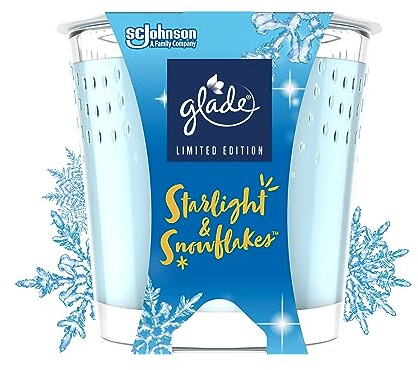 Glade (Brise) Duft-Kerze im Glas, Starlight & Snowflakes, mit ätherischen Ölen angereichert, 6er Pack (6x129 g)