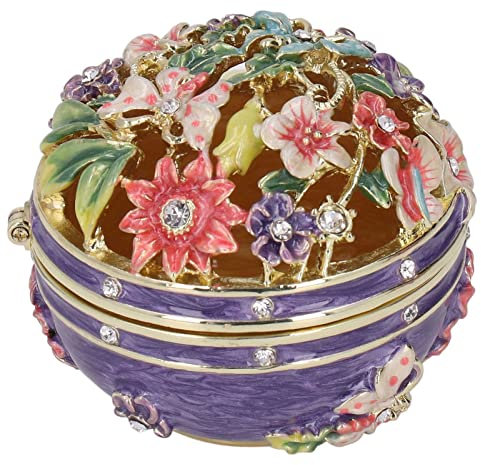 Belupai Vintage-Schmuckschatulle, Emaillierte Schmuckschatulle mit Exquisiter Detailstruktur, Geschnitzt, Aufklappbar, Kleiner Emaillierter Schmuckkästchen-Organizer, Dekorative Schmuckschatulle, Ande