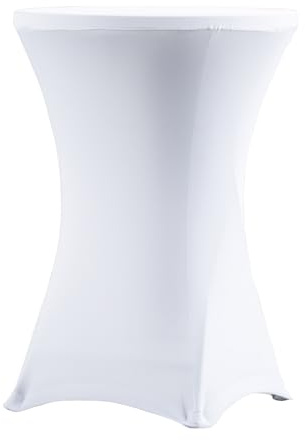Verlo Coctail 80 | Ståbord Ø81,3 cm | Stabil & Elegant | Perfekt för Event, Mässor & Catering | Cocktailbord med vitt överdrag | Inomhus & Utomhusbruk