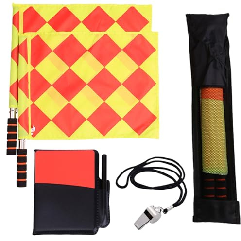 Kit de banderas de árbitro de fútbol, kit de herramientas de árbitro, silbato, cuaderno, accesorios de árbitro, tarjetas de árbitro para fútbol, juegos de campus