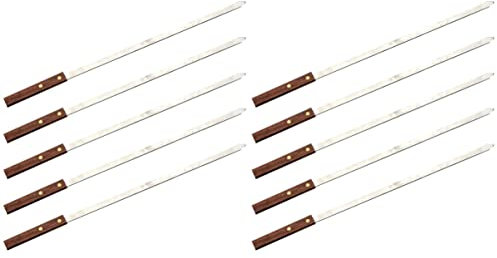 5 Stück Grillspieße aus Metall, Grillspieße, Fleisch, Garnelen, Grillen, Kabob-Spieße, Grillspieße, Spieße zum Grillen, Grillfleisch, Grillspieße, flaches Set (Hellbraun x 2 Stück, 54 x 10 cm x 2 St