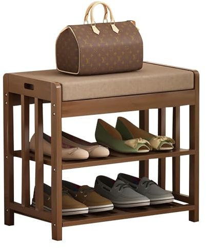 BEARQUN Schuhbank, Schuhregal mit Sitzfläche Ablagebank, für Eingangsbereich, Wohnzimmer, Traglast 100 kg, Schuhablage aus Holz, Stabil, Industriestil : 50/70/80/90CM/91CMx27CMx45CM