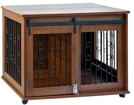 BAYTEWJX Eckige Hundehütte Hundebox Haustierkäfig für mittelgroße Hunde Hundehaus mit Türriegel 2-in-1 Hundekäfig Nachttish Hundebox Moderne Indoor füR Kleine Mittelgrosse Hunde Bis Zu 60 Kg.